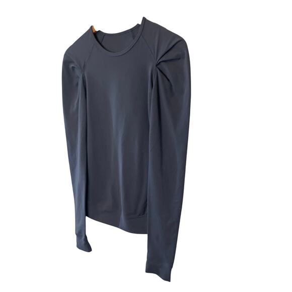 Lululemon Lab City Pullover Puff Long Sleeve Athletic Top Soot Black Size 6 - Picture 2 of 10